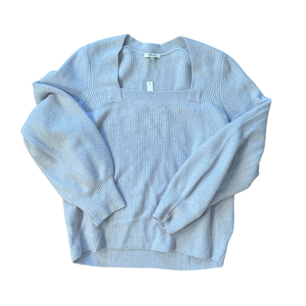 Madewell NWT Melwood Square-Neck Pullover Sweater in Coziest Yarn 2x Lavender - Picture 2 of 9